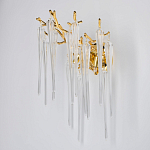 Бра золотого цвета с разветвленными ветвями и длинными прозрачными подвесками в форме стеклянных сосулек Droplet Chandelier варинант исполнения - 3 | Loft Concept во Владивостоке