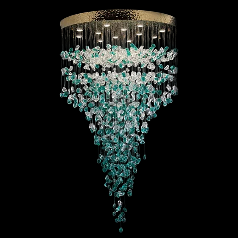 Люстра зеленая каскадная Green Light CascadeDroplet Chandelier Золотой Прозрачный Зеленый Люстра зеленая каскадная Green Light CascadeDroplet Chandelier Золотой Прозрачный Зеленый во Владивостоке | Loft Concept