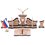 Настольный письменный набор из креноида с часами и декором в виде орла Marble Accessory варинант исполнения - 1 | Loft Concept во Владивостоке