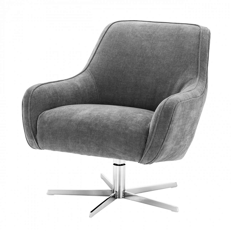 Кресло Eichholtz Swivel Chair Serena Grey Никель Серый Кресло Eichholtz Swivel Chair Serena Grey Никель Серый во Владивостоке | Loft Concept