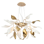 Люстра подвесная с белыми матовыми и золотыми глянцевыми листьями Wintery flovers варинант исполнения - 2 | Loft Concept во Владивостоке
