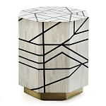 Приставной столик с инкрустацией Black and White Geometry bone bedside table варинант исполнения - 2 | Loft Concept во Владивостоке