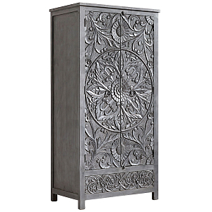 Шкаф Indian Antique White Furniture Cupboard Devan серый