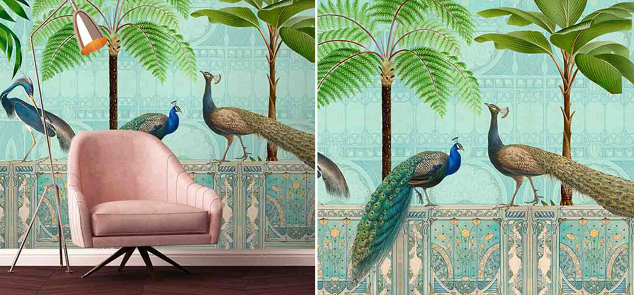 Обои ручная роспись Chinoiserie Palace Of Birds Tropical Обои ручная роспись Chinoiserie Palace Of Birds Tropical - Loft-Concept во Владивостоке