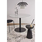 Круглый обеденный стол с белой мраморной столешницей White Tabletop on Black Base варинант исполнения - 3 | Loft Concept во Владивостоке