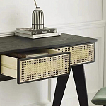 Дизайнерский письменный стол матово-чёрного цвета с 2-мя плетеными ящиками Glade Desk варинант исполнения - 1 | Loft Concept во Владивостоке