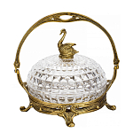 Конфетница из прозрачного рельефного стекла с ручкой и фигуркой лебедя Eden Garden варинант исполнения - 1 | Loft Concept во Владивостоке