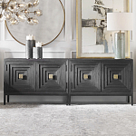 Тумба черная из дерева двухдверная Geometric Double Door Nightstand варинант исполнения - 4 | Loft Concept во Владивостоке