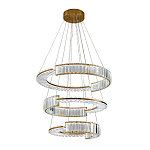 Светодиодная трехъярусная кольцевая люстра из хрусталя и стали с пультом для регулировки света Maude Crystal Light варинант исполнения - 1 | Loft Concept во Владивостоке
