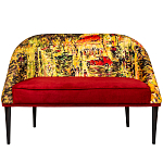 Диван двухместный из натурального бука красный с цветным принтом Impressionism in Art варинант исполнения - 1 | Loft Concept во Владивостоке