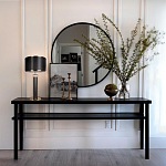 Настольная лампа с чёрным тканевым абажуром и металлическим корпусом золотого цвета Golden Arc варинант исполнения - 4 | Loft Concept во Владивостоке