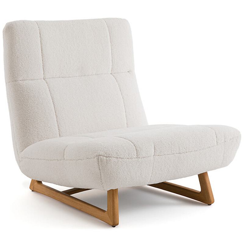 Кресло с обивкой букле Lino White Boucle Armchair Молочный Золотой дуб Кресло с обивкой букле Lino White Boucle Armchair Молочный Золотой дуб во Владивостоке | Loft Concept