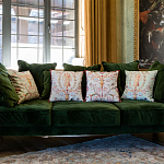 Декоративная подушка светло-зеленая с растительным орнаментом Raffael Angel Green Cushion варинант исполнения - 2 | Loft Concept во Владивостоке