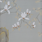 Обои ручная роспись Summer Night Blossom Colourway SC-122 on Wood Ash slub silk варинант исполнения - 2 | Loft Concept во Владивостоке