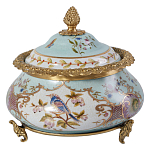 Шкатулка с крышкой из голубого фарфора с риунком птиц и цветов Blue Garden варинант исполнения - 1 | Loft Concept во Владивостоке