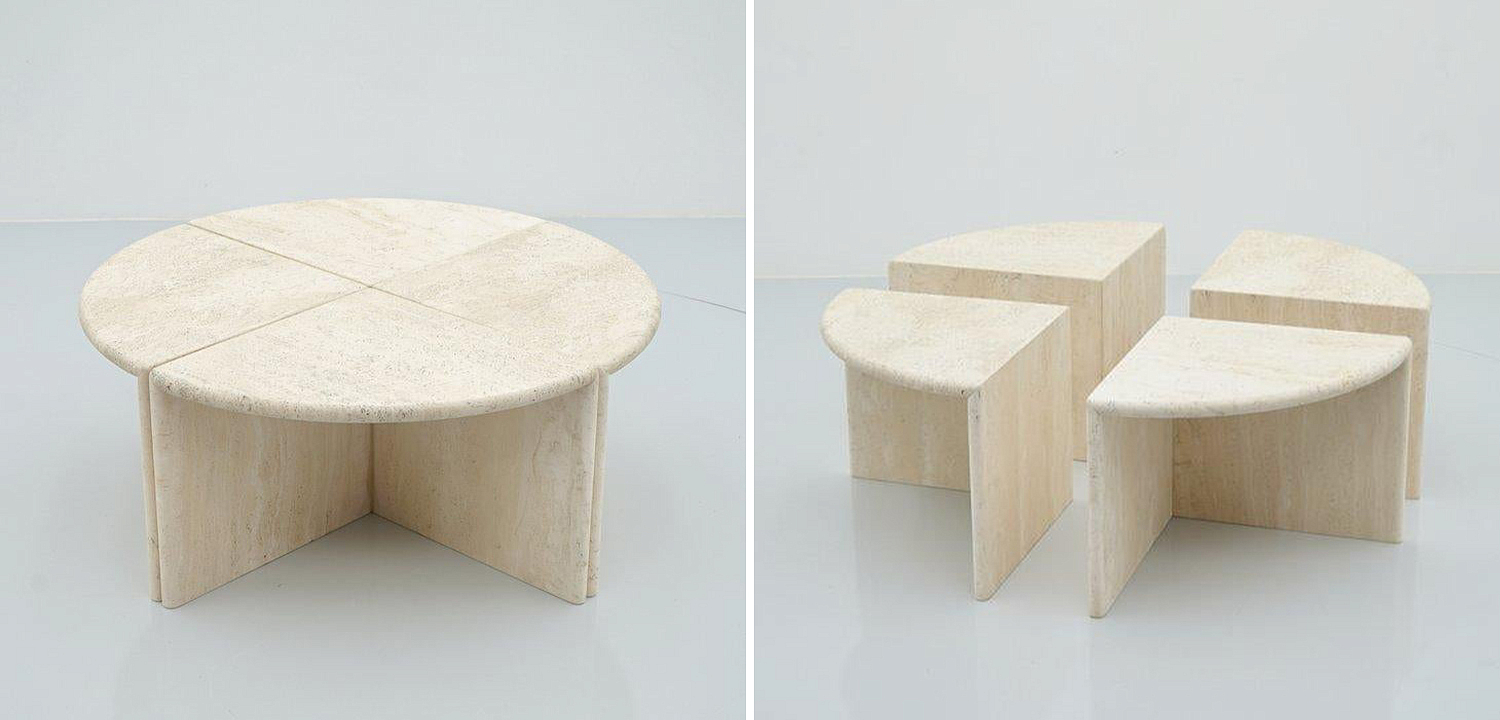 Модульный кофейный стол Set of Four Travertine Side or Coffee Tables Модульный кофейный стол Set of Four Travertine Side or Coffee Tables - Loft-Concept во Владивостоке