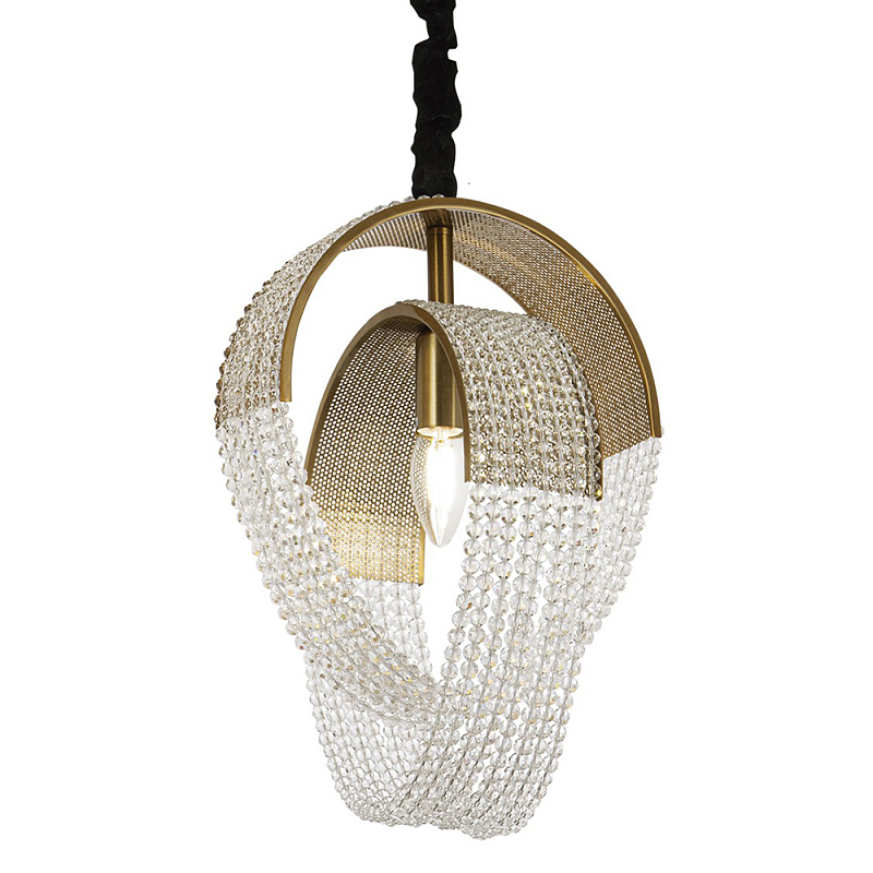 Подвесной светильник с хрустальными подвесками Godard Crystal Ring Hanging Lamp Латунь Прозрачный Черный Подвесной светильник с хрустальными подвесками Godard Crystal Ring Hanging Lamp Латунь Прозрачный Черный во Владивостоке | Loft Concept