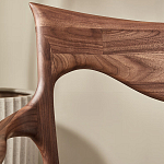 Стул деревянный с мягким сиденьем из коричневой натуральной кожи Moon Walnut Furniture варинант исполнения - 8 | Loft Concept во Владивостоке