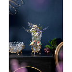 Ваза стеклянная прозрачная с бронзовым основанием в виде ветвей и фарфоровыми птичками Eden Garden варинант исполнения - 4 | Loft Concept во Владивостоке