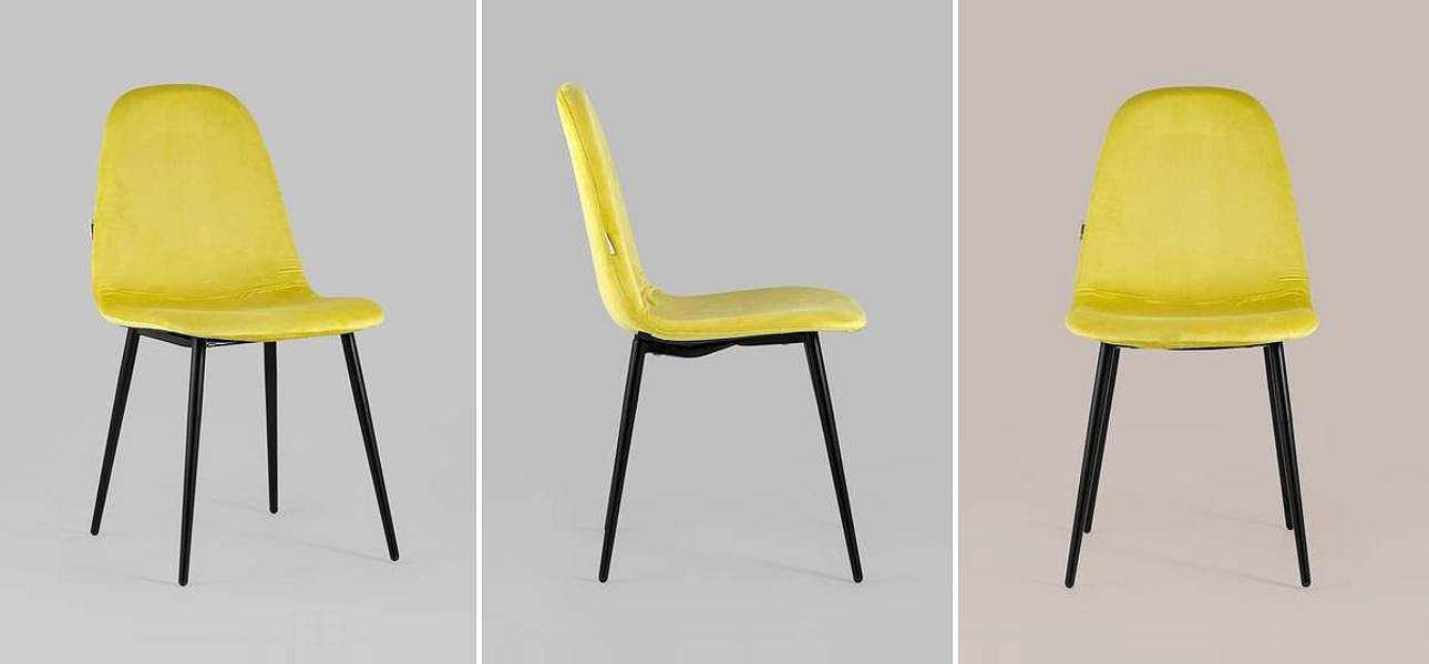 Стул Archie Chair Черные ножки Желтый Велюр Стул Archie Chair Черные ножки Желтый Велюр - Loft-Concept во Владивостоке