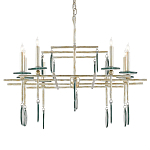 Люстра линейная с круглыми прозрачными подвесками  Horizontal Rectangular Chandelier варинант исполнения - 4 | Loft Concept во Владивостоке