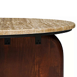 Кофейный столик с круглой столешницей на 2-х массивных деревянных ножках Tandem Travertine and Wood варинант исполнения - 3 | Loft Concept во Владивостоке