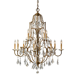 Люстра многоярусная с 12-ю лампами и стеклянными подвесками в классическом стиле Feiss варинант исполнения - 1 | Loft Concept во Владивостоке