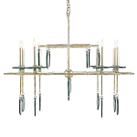 Люстра линейная с круглыми прозрачными подвесками  Horizontal Rectangular Chandelier варинант исполнения - 3 | Loft Concept во Владивостоке