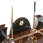 Настольный письменный набор с часами из природного камня обсидиана Oval Office варинант исполнения - 3 | Loft Concept во Владивостоке