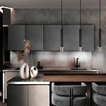 Подвесной светильник с узким цилиндрическим плафоном и золотым металлическим декором Concrete Pipe варинант исполнения - 8 | Loft Concept во Владивостоке