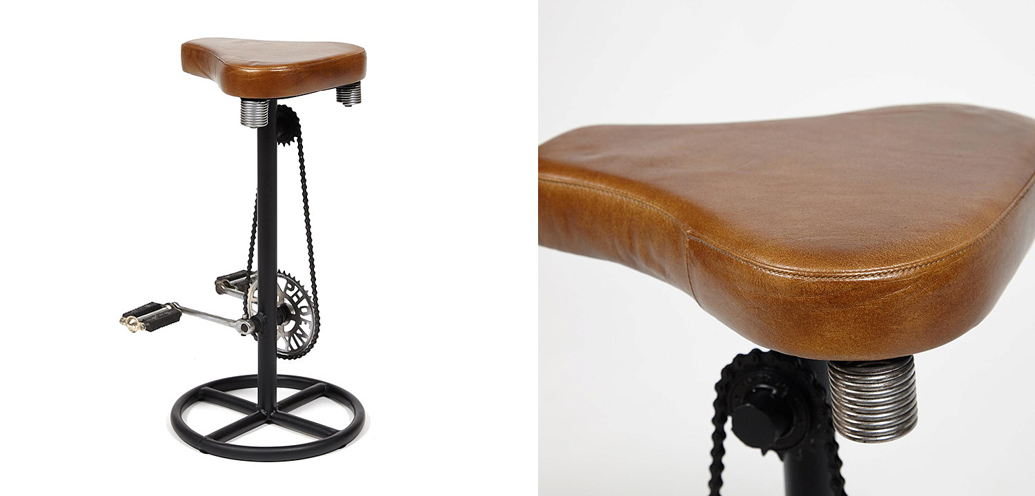 Барный стул с педалями от велосипеда Industrial leather bar stool with bicycle pedals - Loft-Concept во Владивостоке
