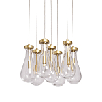 Люстра с 7-ю прозрачными плафонами из стекла в форме капли Lucid Rain  варинант исполнения - 1 | Loft Concept во Владивостоке