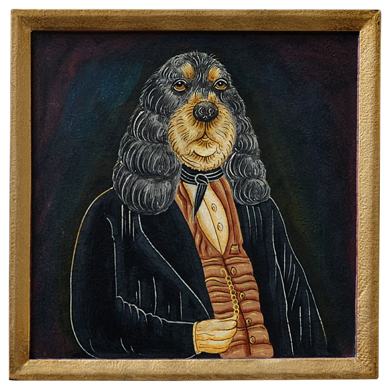Картина в квадратной раме Chinoiserie Spaniel Dog Portrait Мульти Золотой Картина в квадратной раме Chinoiserie Spaniel Dog Portrait Мульти Золотой во Владивостоке | Loft Concept