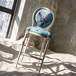 Барный стул из массива бука с изображением птиц и цветов Turquoise Beige Chinoiserie Garden Chair варинант исполнения - 7 | Loft Concept во Владивостоке