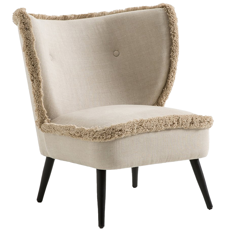 Кресло с декором бахрома Linen Fringe Chair Beige Бежевый Черный Кресло с декором бахрома Linen Fringe Chair Beige Бежевый Черный во Владивостоке | Loft Concept