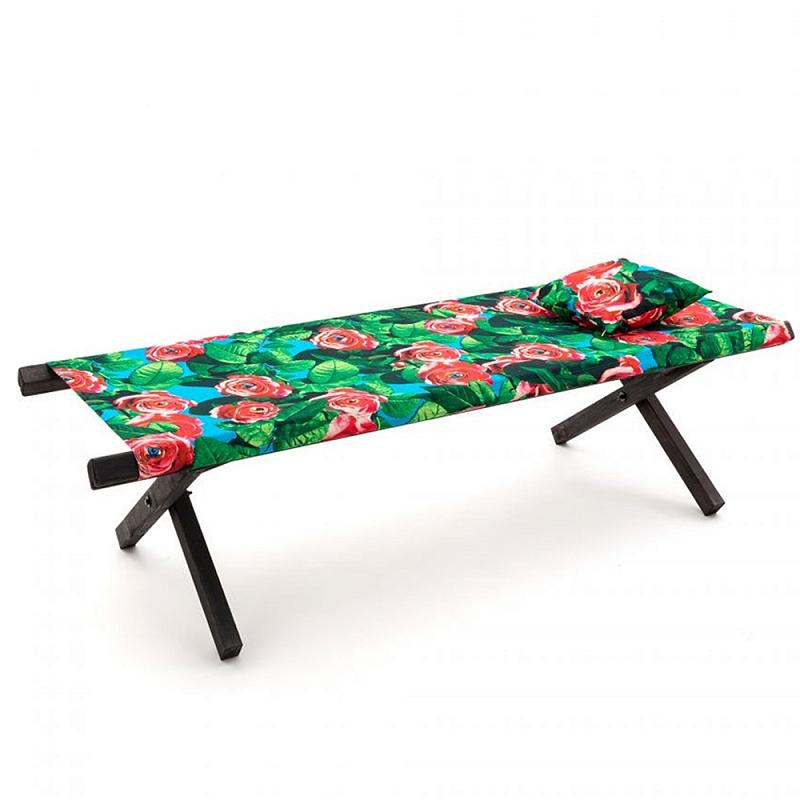 Шезлонг Seletti Poolbed Roses Черный Розовый Зеленый Шезлонг Seletti Poolbed Roses Черный Розовый Зеленый во Владивостоке | Loft Concept