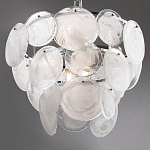 Люстра из белых стеклянных дисков на серебрянном каркасе White Glowing Reflectors варинант исполнения - 7 | Loft Concept во Владивостоке