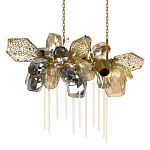 Люстра подвесная с 22-мя гранёными стеклянными плафонами с вертикальными подвесками Gilded Mirage  варинант исполнения - 1 | Loft Concept во Владивостоке