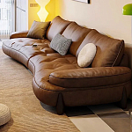 Диван кожаный с каркасом из массива дерева Medieval Furniture варинант исполнения - 4 | Loft Concept во Владивостоке