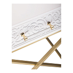 Приставной столик с выдвижным ящиком  White Table Carved Pattern варинант исполнения - 5 | Loft Concept во Владивостоке