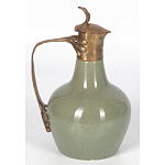 Кувшин зеленого цвета из фарфора с бронзовой крышкой и изогнутой ручкой Eden Garden porcelain and bronze варинант исполнения - 1 | Loft Concept во Владивостоке