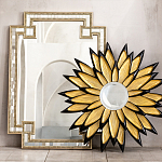 Зеркало-солнце в раме золотого и черного цвета Rays of Peace варинант исполнения - 3 | Loft Concept во Владивостоке