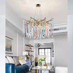 Люстра на подвесе с каркасом из металла и цветными подвесками из стекла Droplet Chandelier варинант исполнения - 1 | Loft Concept во Владивостоке