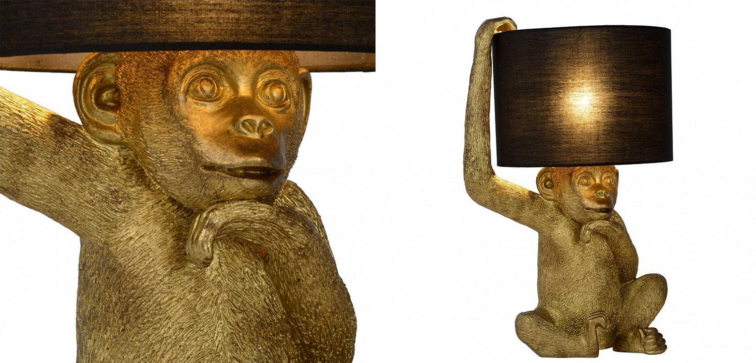 Настольная лампа с Золотой Обезьяной Monkey holding a lampshade Настольная лампа с Золотой Обезьяной Monkey holding a lampshade - Loft-Concept во Владивостоке