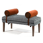 Банкетка Banquette PIED DE POULE Orange с принтом гусиная лапка Оранжевые валики варинант исполнения - 3 | Loft Concept во Владивостоке