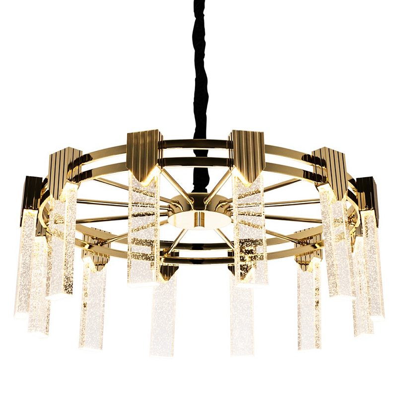 Люстра с прямоугольными хрустальными плафонами Glass Rectangles Gold Chandelier 60 Золотой Прозрачное Стекло Черный Люстра с прямоугольными хрустальными плафонами Glass Rectangles Gold Chandelier 60 Золотой Прозрачное Стекло Черный во Владивостоке | Loft Concept