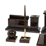 Настольный письменный набор с часами из природного камня обсидиана  Gift for Manager варинант исполнения - 4 | Loft Concept во Владивостоке