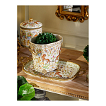 Кашпо с растительным и животным орнаментом на бронзовых ножках Turquoise Blooming Garden варинант исполнения - 8 | Loft Concept во Владивостоке