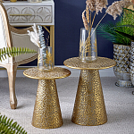 Журнальный столик с конусообразной основой и текстурной поверхностью золотого цвет Ethnic Metal варинант исполнения - 5 | Loft Concept во Владивостоке
