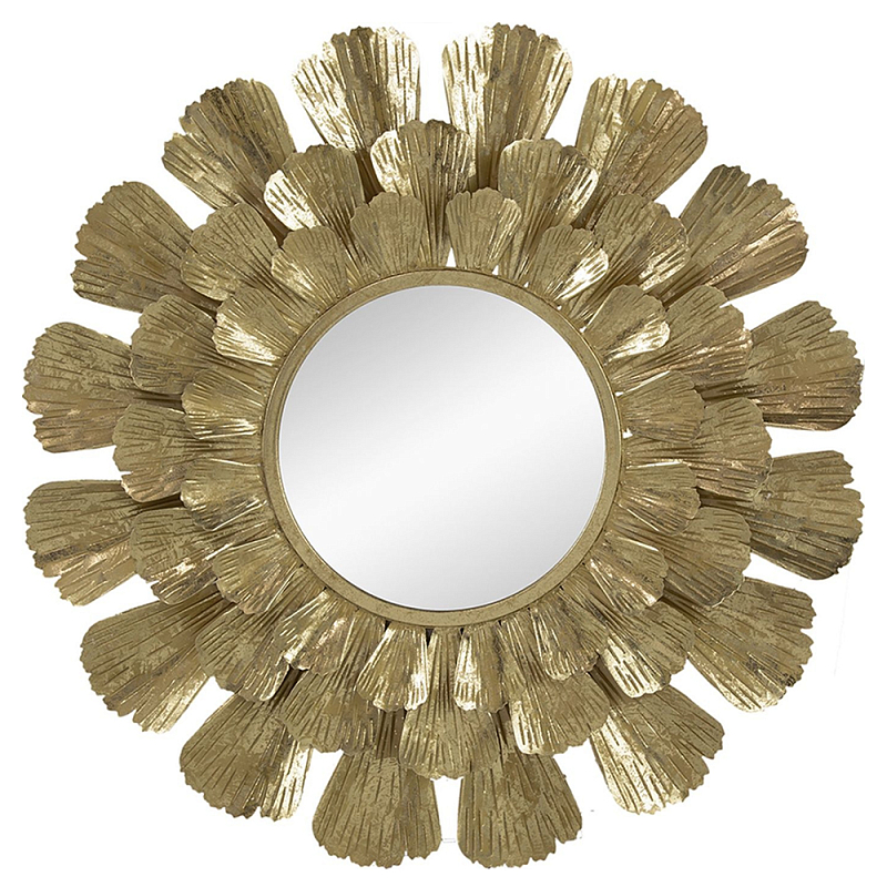 Зеркало круглое настенное в металлической раме Sunny Golden Petals Зеркало круглое настенное в металлической раме Sunny Golden Petals во Владивостоке | Loft Concept